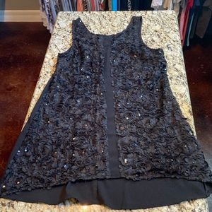High low black sequin dress